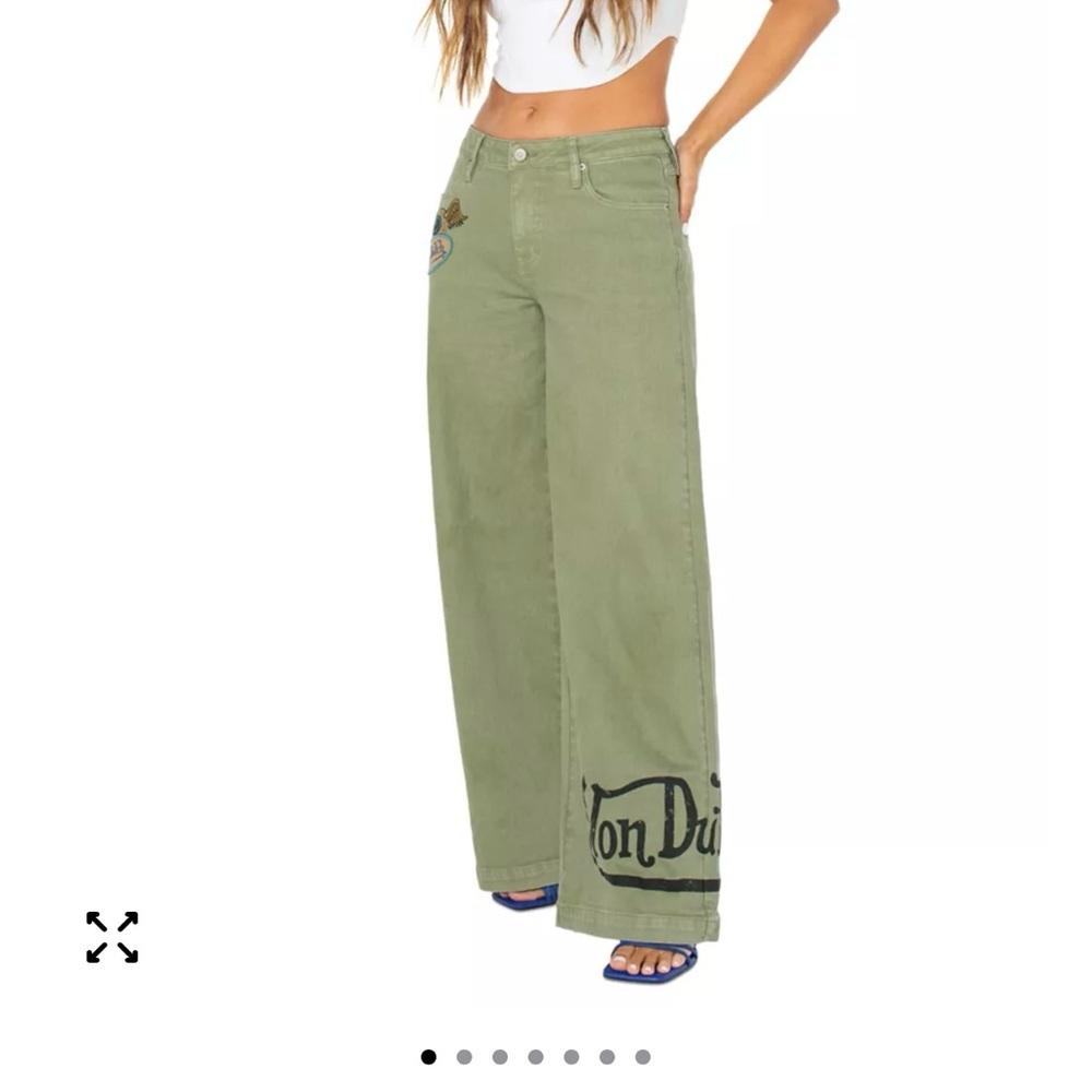 Von Dutch Olive Pants with Eye/Wing wide leg pant